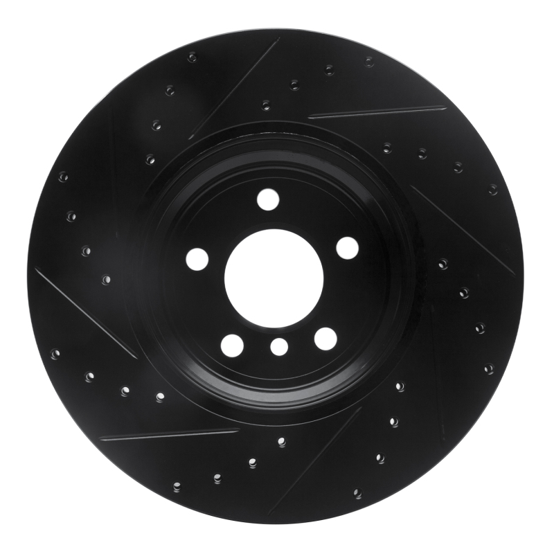 BMW X6 Brake Rotor (1) - Rear Right - R1 Concepts - Drilled & Slotted - Black - `07-`19